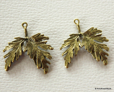 Two Leaf Bronze Charms